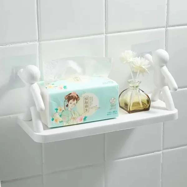 Bathroom Self-adhesive Shampoo Shelves Shower Towel Storage Rack Cosmetic Toilet Organizer Home Decor Kitchen PP Plastic Rack 4
