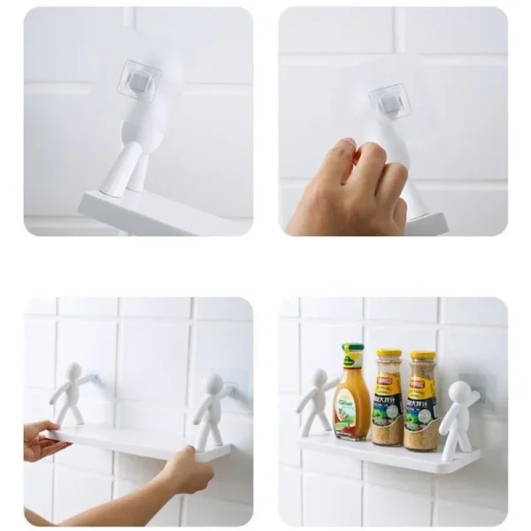 Bathroom Self-adhesive Shampoo Shelves Shower Towel Storage Rack Cosmetic Toilet Organizer Home Decor Kitchen PP Plastic Rack 5