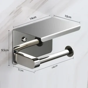Aluminum Alloy Toilet Paper Holder Shelf With Tray Bathroom Accessories Kitchen Wall Hanging Punch-Free Toilet Paper Roll Holder 1