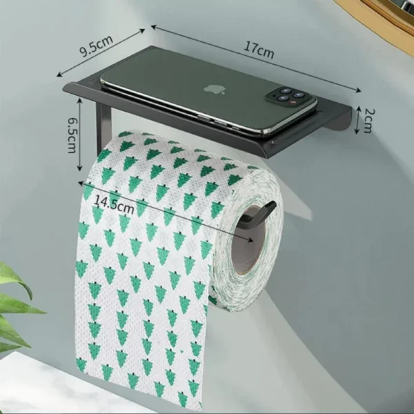 Aluminum Alloy Toilet Paper Holder Shelf With Tray Bathroom Accessories Kitchen Wall Hanging Punch-Free Toilet Paper Roll Holder 5