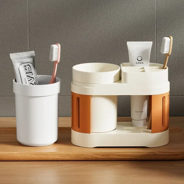 New Bathroom Toothbrush Toothpaste Shelf Simple Advanced All-in-one Toothbrush Mouthwash Cup Bathroom Wash Set Cup Holder 3