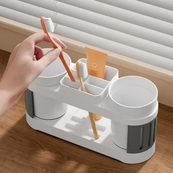 New Bathroom Toothbrush Toothpaste Shelf Simple Advanced All-in-one Toothbrush Mouthwash Cup Bathroom Wash Set Cup Holder 4