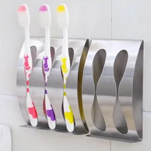 2024 1PC Wall Mount Toothbrush Holder 3/2 Hook Self-Adhesive Tooth Brush Organizer Box Stainless Steel Bathroom Accessories 1