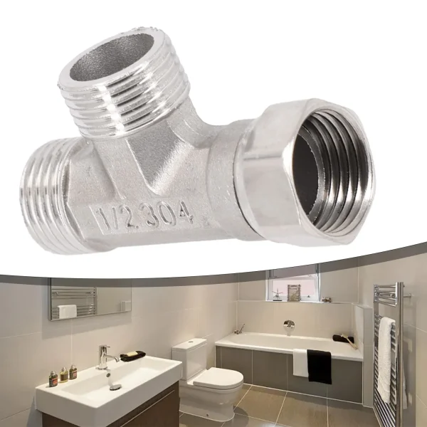 1pc T-Adapter Interface For Diverter Bath Toilet/Bidet Sprayer Shower Head/G1/2 Bathroom Accessories 3 Ways Valve T Adapter 2