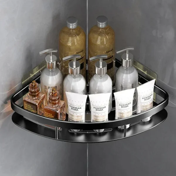 Bathroom Shelf Aluminum Alloy Shampoo Rack Makeup Storage Organizer Shower Shelf Bathroom Accessories No Drill Wall Corner Shelf 3