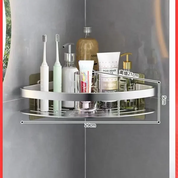 Bathroom Shelf Aluminum Alloy Shampoo Rack Makeup Storage Organizer Shower Shelf Bathroom Accessories No Drill Wall Corner Shelf 5