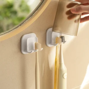 1/3/5pcs Toothbrush Holder Travel Rack Razor Toothbrush Storage Rack Wall-mounted Cup Holder Towel Hook Bathroom Accessories 1
