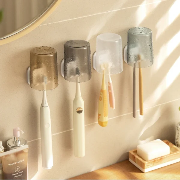 1/3/5pcs Toothbrush Holder Travel Rack Razor Toothbrush Storage Rack Wall-mounted Cup Holder Towel Hook Bathroom Accessories 2