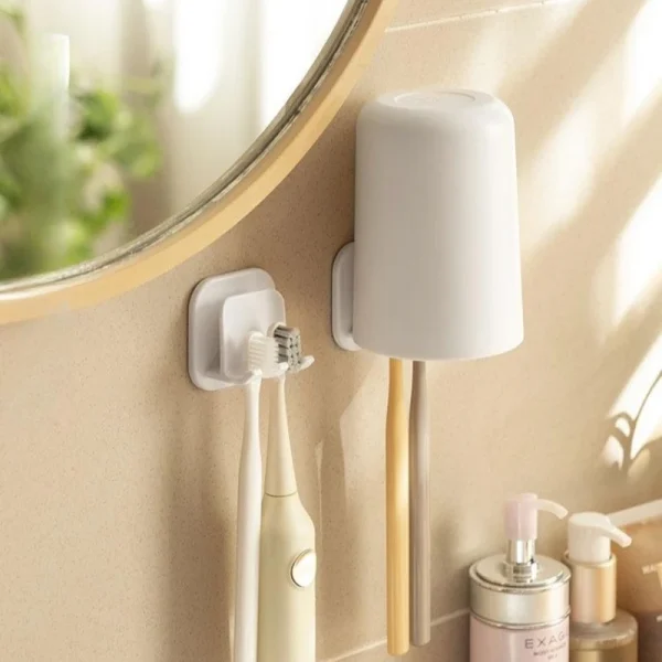 1/3/5pcs Toothbrush Holder Travel Rack Razor Toothbrush Storage Rack Wall-mounted Cup Holder Towel Hook Bathroom Accessories 3