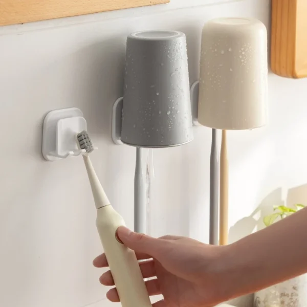 1/3/5pcs Toothbrush Holder Travel Rack Razor Toothbrush Storage Rack Wall-mounted Cup Holder Towel Hook Bathroom Accessories 5