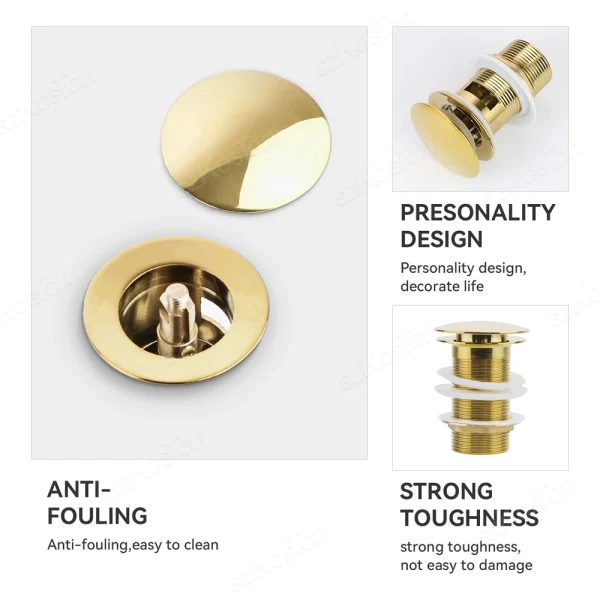Bathroom Basin Sink Sewer Pop Up Drain filter Waste Stopper Bathroom Kitchen Faucet Accessories Brass Matt Black Gold 3