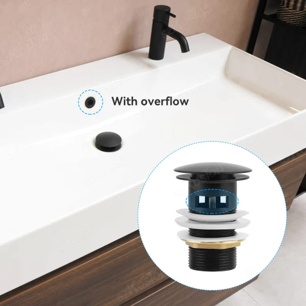 Bathroom Basin Sink Sewer Pop Up Drain filter Waste Stopper Bathroom Kitchen Faucet Accessories Brass Matt Black Gold 5