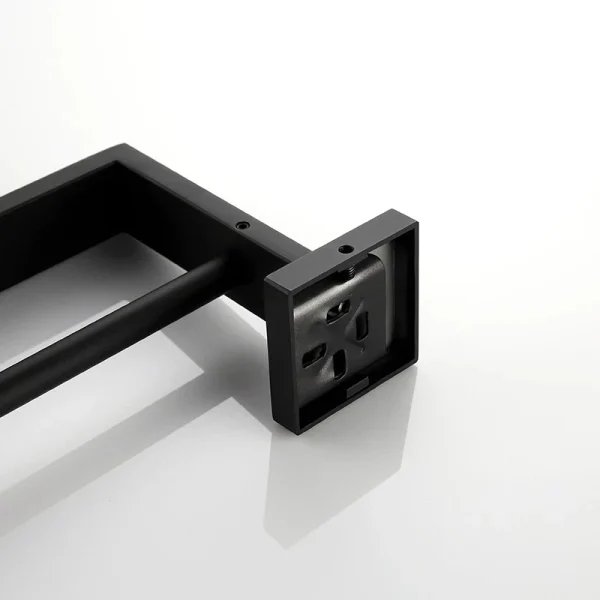 Black Wall Mounted Black Towel Rack Stainless Steel Bars Simple Square Design Towel Holder Bathroom  Accessories 4
