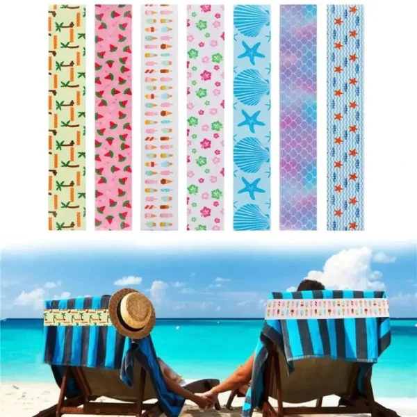 Towel Bands for Beach Chairs Colorful Windproof Beach Towel Straps  Elastic Bed quilt Sheet Storage Belt Durable Cruise Clips 1