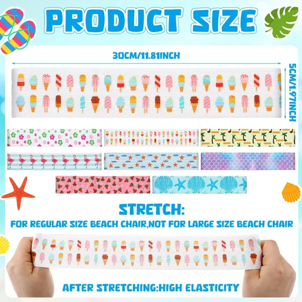 Towel Bands for Beach Chairs Colorful Windproof Beach Towel Straps  Elastic Bed quilt Sheet Storage Belt Durable Cruise Clips 3