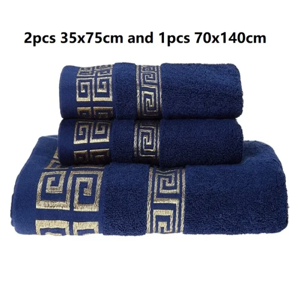 Set of 3 Cotton Bathroom Towels Sets 2pcs Hand Face Towel 35x75cm and 1pcs Big Bath Towels 70X140cm Washcloths Gift Towels 수건 세트 6