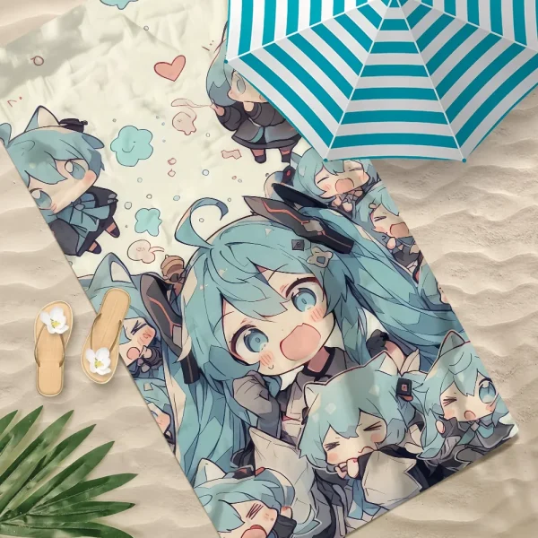 Classic Cute H-Hatsune M-Miku Girl Towel Soft Pool Gift For Travel Gym Shower Camping Quick Dry Sports Large Beach Towel 1