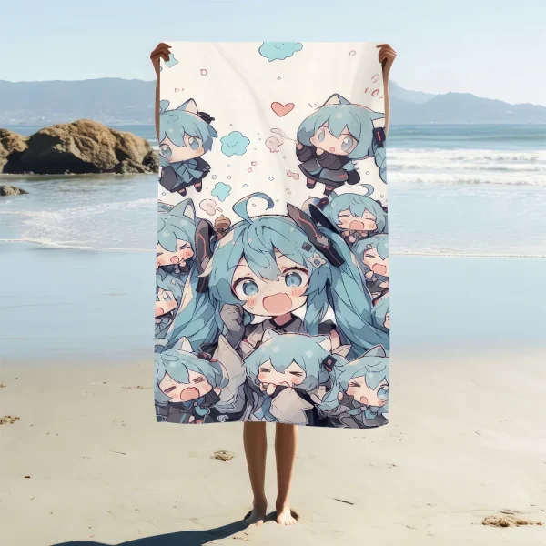 Classic Cute H-Hatsune M-Miku Girl Towel Soft Pool Gift For Travel Gym Shower Camping Quick Dry Sports Large Beach Towel 2