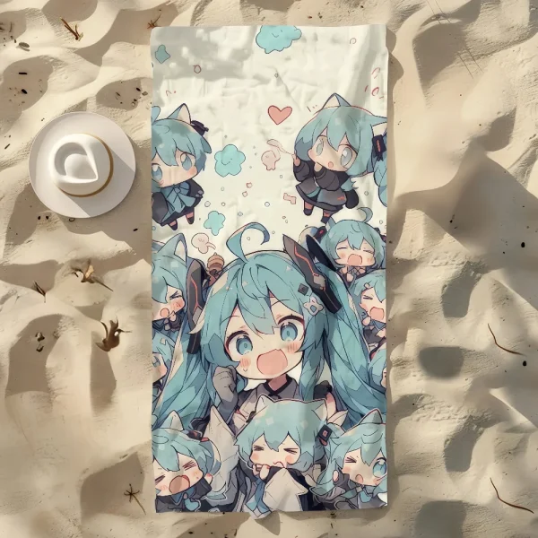 Classic Cute H-Hatsune M-Miku Girl Towel Soft Pool Gift For Travel Gym Shower Camping Quick Dry Sports Large Beach Towel 3