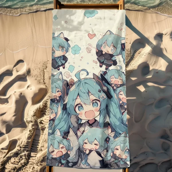 Classic Cute H-Hatsune M-Miku Girl Towel Soft Pool Gift For Travel Gym Shower Camping Quick Dry Sports Large Beach Towel 4
