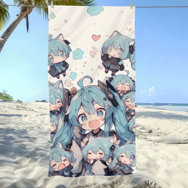 Classic Cute H-Hatsune M-Miku Girl Towel Soft Pool Gift For Travel Gym Shower Camping Quick Dry Sports Large Beach Towel 5