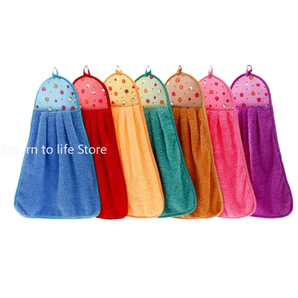 Hand Towel Coral Velvet Bathroom Supplies Soft Absorbent Cloth Dishcloths Hanging Cloth Kitchen Accessories 2