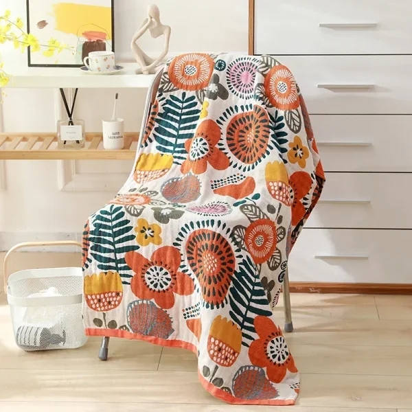 Nordic 21 Styles New Bohemian Floral Printing Adult Soft Absorbent Cotton Gauze Beach Bath Towel Bathroom Accessories 80×160CM 2