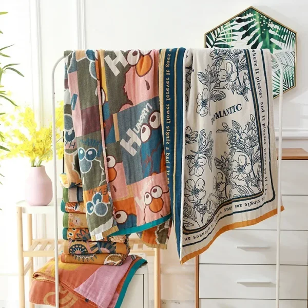 Nordic 21 Styles New Bohemian Floral Printing Adult Soft Absorbent Cotton Gauze Beach Bath Towel Bathroom Accessories 80×160CM 4