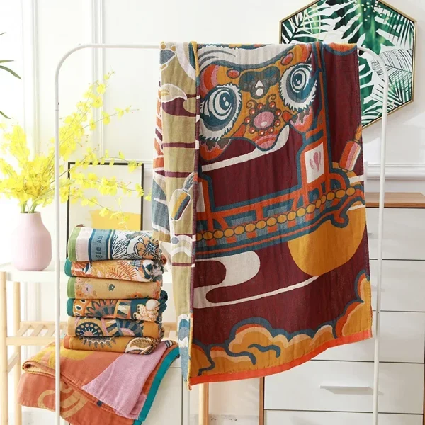 Nordic 21 Styles New Bohemian Floral Printing Adult Soft Absorbent Cotton Gauze Beach Bath Towel Bathroom Accessories 80×160CM 5