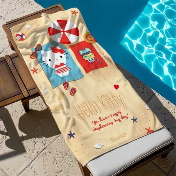 Hello Kitty Beach Towel for FunMicrofiber terry bath towels for yoga, travel, swimming, fitness and camping 2