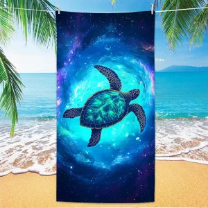 Turtle Pattern Beach Towel, Digital Printing Thin Quick-Dry Anti-Sand Microfiber Lightweight for Swim Yoga Travel Gym Gift 1