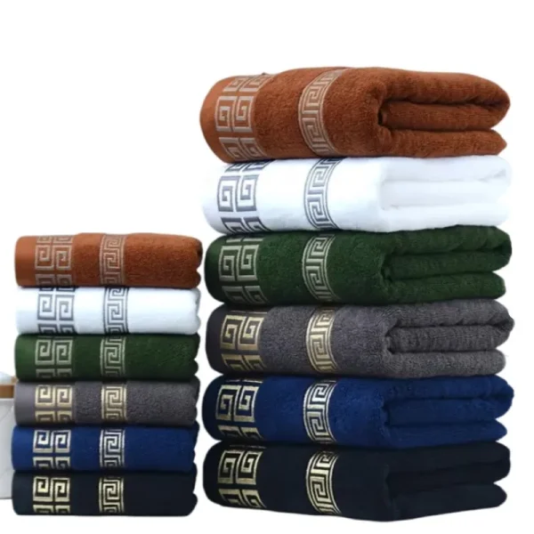 3pcs Set Black Cotton Bathroom Towels Sets 2pcs Hand Face Towel 34x74cm and 1pcs Big Bath Towels 70X140cm Washcloths Gift Towels 4