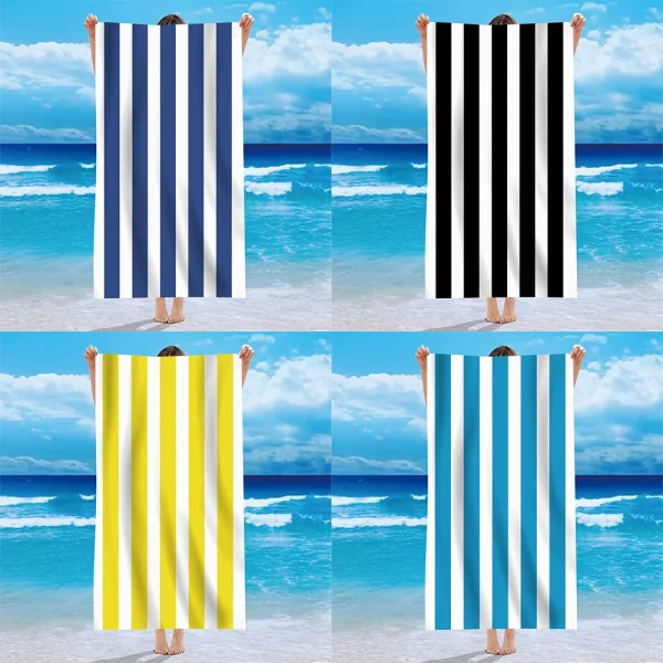 Beach in Style! Multicolor Striped Beach Towels for Sun-soaked Adventures Suitable for towels, bath towels, beach towels 1
