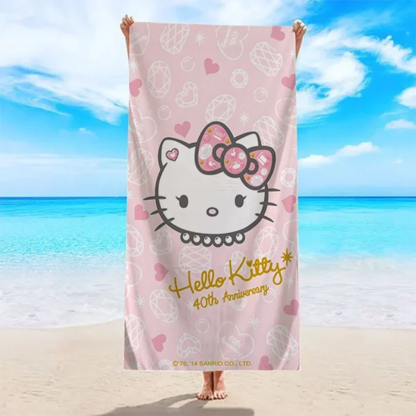 Pink Hello Kitty Beach Towel by PoolMicrofiber terry bath towels for yoga, travel, swimming, fitness and camping 1