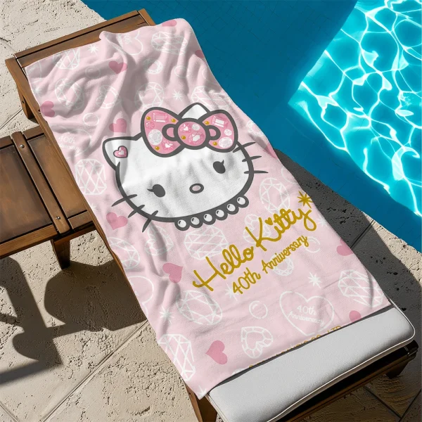 Pink Hello Kitty Beach Towel by PoolMicrofiber terry bath towels for yoga, travel, swimming, fitness and camping 2