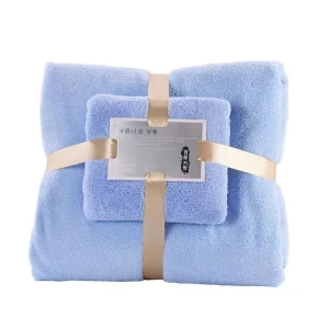 2PC Bath Towels Set Super Soft Highly Absorbent Quick-drying Coral Velvet Bath Towel For Adults Hotel & Spa Use 1