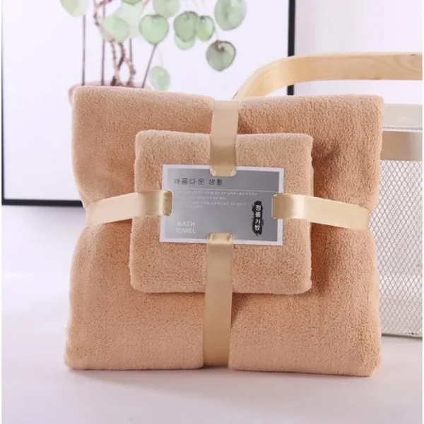 2PC Bath Towels Set Super Soft Highly Absorbent Quick-drying Coral Velvet Bath Towel For Adults Hotel & Spa Use 2