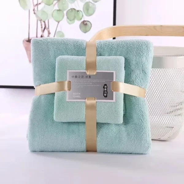 2PC Bath Towels Set Super Soft Highly Absorbent Quick-drying Coral Velvet Bath Towel For Adults Hotel & Spa Use 3