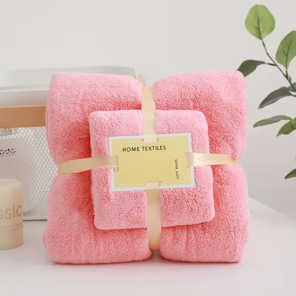 2PC Bath Towels Set Super Soft Highly Absorbent Quick-drying Coral Velvet Bath Towel For Adults Hotel & Spa Use 4