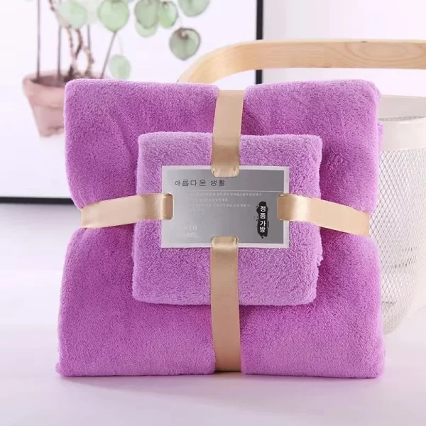2PC Bath Towels Set Super Soft Highly Absorbent Quick-drying Coral Velvet Bath Towel For Adults Hotel & Spa Use 5