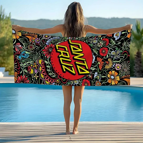 Santa Cruz Floral Beach Towel: Vibrant, Artistic Design Bringing Tropical Style and Festive Mood to Your Summer Vibes 1