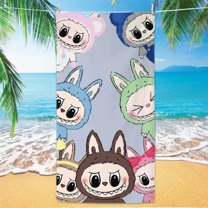 L-LAFUFU Cartoon Beach Towel,Digital Printing Thin Quick-Dry Anti-Sand Microfiber Lightweight for Swim Yoga Travel Gym Gift 1