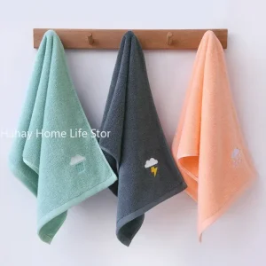 1PC Children Towels Baby Face Towel Soft Embroidered Weather Cotton Bath Towels for Newborn Kids Handkerchief Shower Washcloth 1