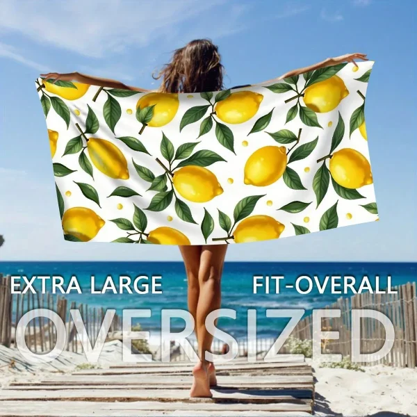 Lemon-Printed Extra Large, Skin-Friendly Beach Towel for Ultimate Summer Fun! Suitable for towels, bath towels, beach towels 2