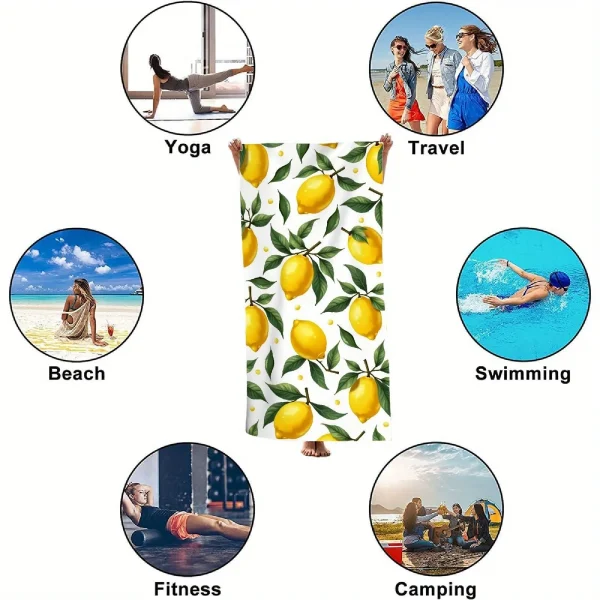 Lemon-Printed Extra Large, Skin-Friendly Beach Towel for Ultimate Summer Fun! Suitable for towels, bath towels, beach towels 4