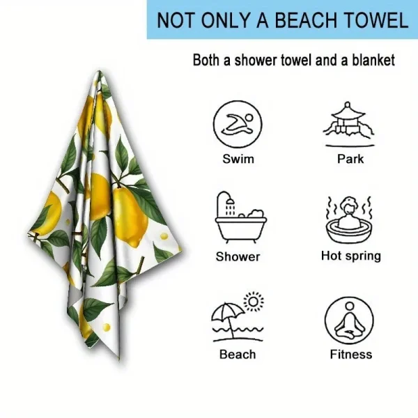 Lemon-Printed Extra Large, Skin-Friendly Beach Towel for Ultimate Summer Fun! Suitable for towels, bath towels, beach towels 5