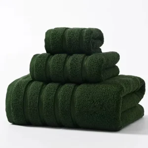 3pcs Towel Bundle Set,100%Cotton,Hand+Face+Bath Towels, Stripe Decor,70*140cm Bath Towel Home Hotel Solid White Black Towel Gift 1