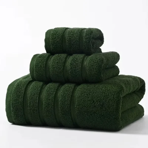 3pcs Towel Bundle Set,100%Cotton,Hand+Face+Bath Towels, Stripe Decor,70*140cm Bath Towel Home Hotel Solid White Black Towel Gift 1