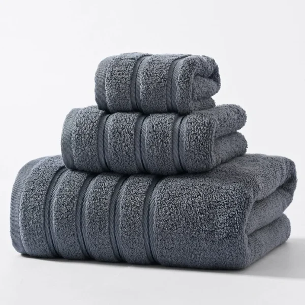 3pcs Towel Bundle Set,100%Cotton,Hand+Face+Bath Towels, Stripe Decor,70*140cm Bath Towel Home Hotel Solid White Black Towel Gift 6