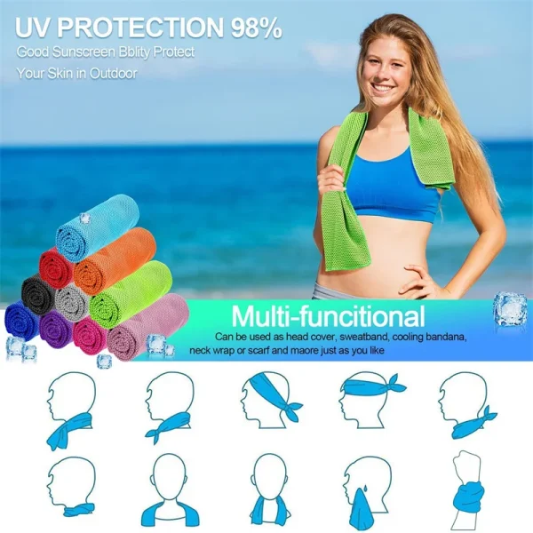 10PCSCooling Towel Workout Towel Ice Towel for Neck, Microfiber Towel Soft Breathable Chilly Towel for Sports Yoga Gym Outdoor 3